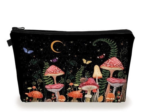 Mushroom Dark Cottagecore Zipper Pouch