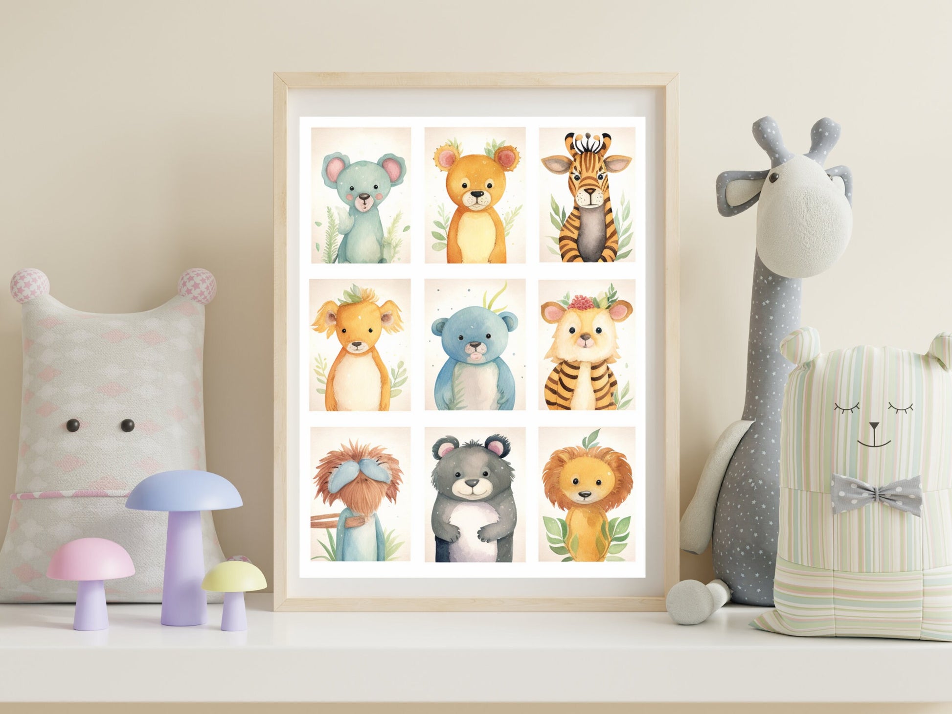Whimsical Safari Farm Woodland Baby Animals Prints - Cute Baby Shower Nursery Decor- PNG PDF SVG Download