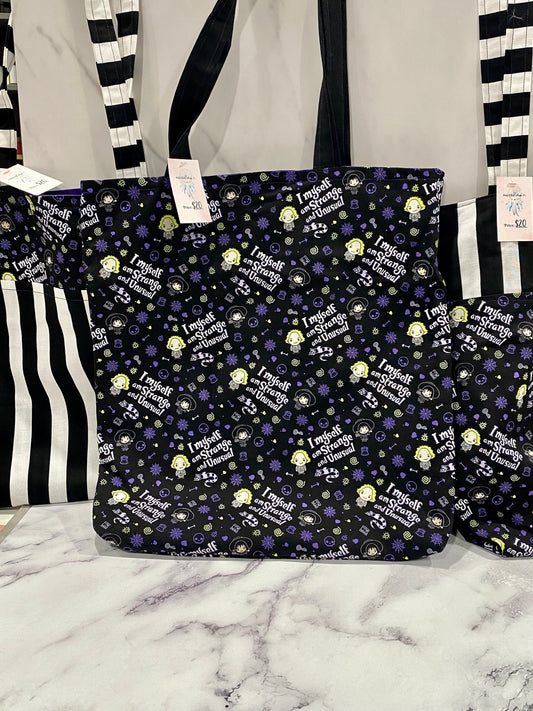 Handmade Lined Beetlejuice Inspired Tote Bag/Beetlejuice Inspired Bag