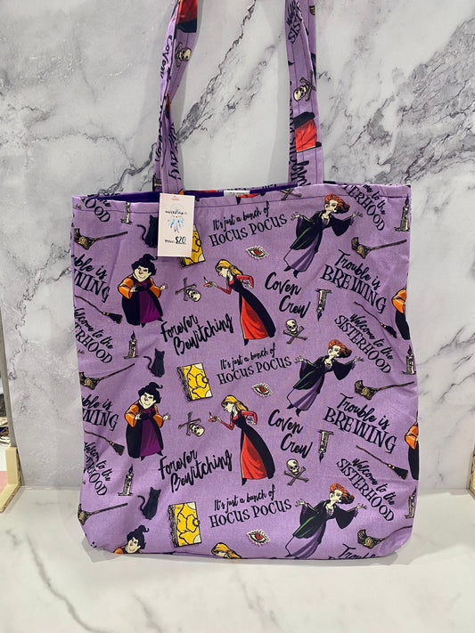 Handmade Lined Hocus Pocus Inspired Tote Bag/Hocus Pocus Inspired Bag