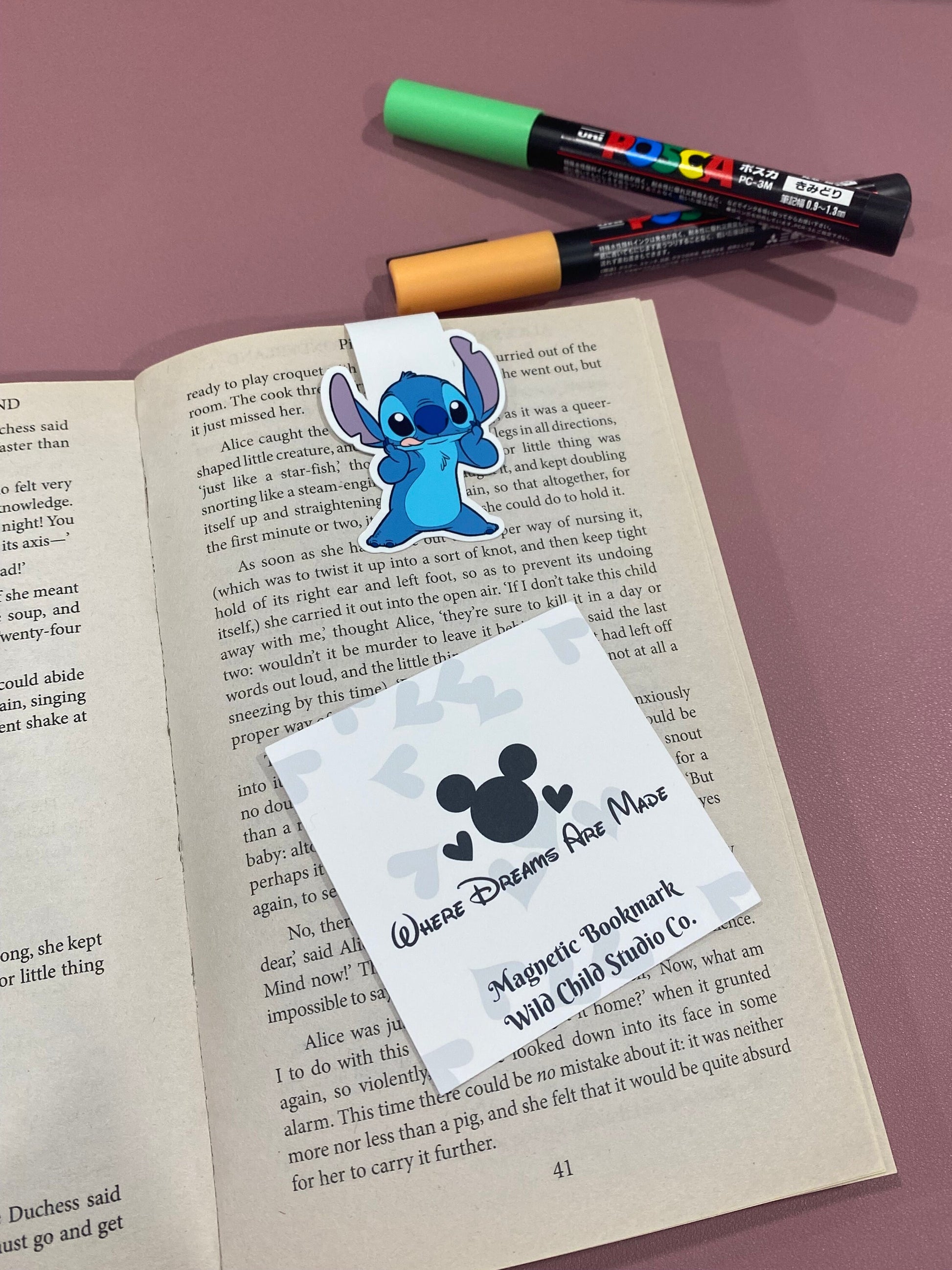 Stitch Inspired Magnetic Bookmark