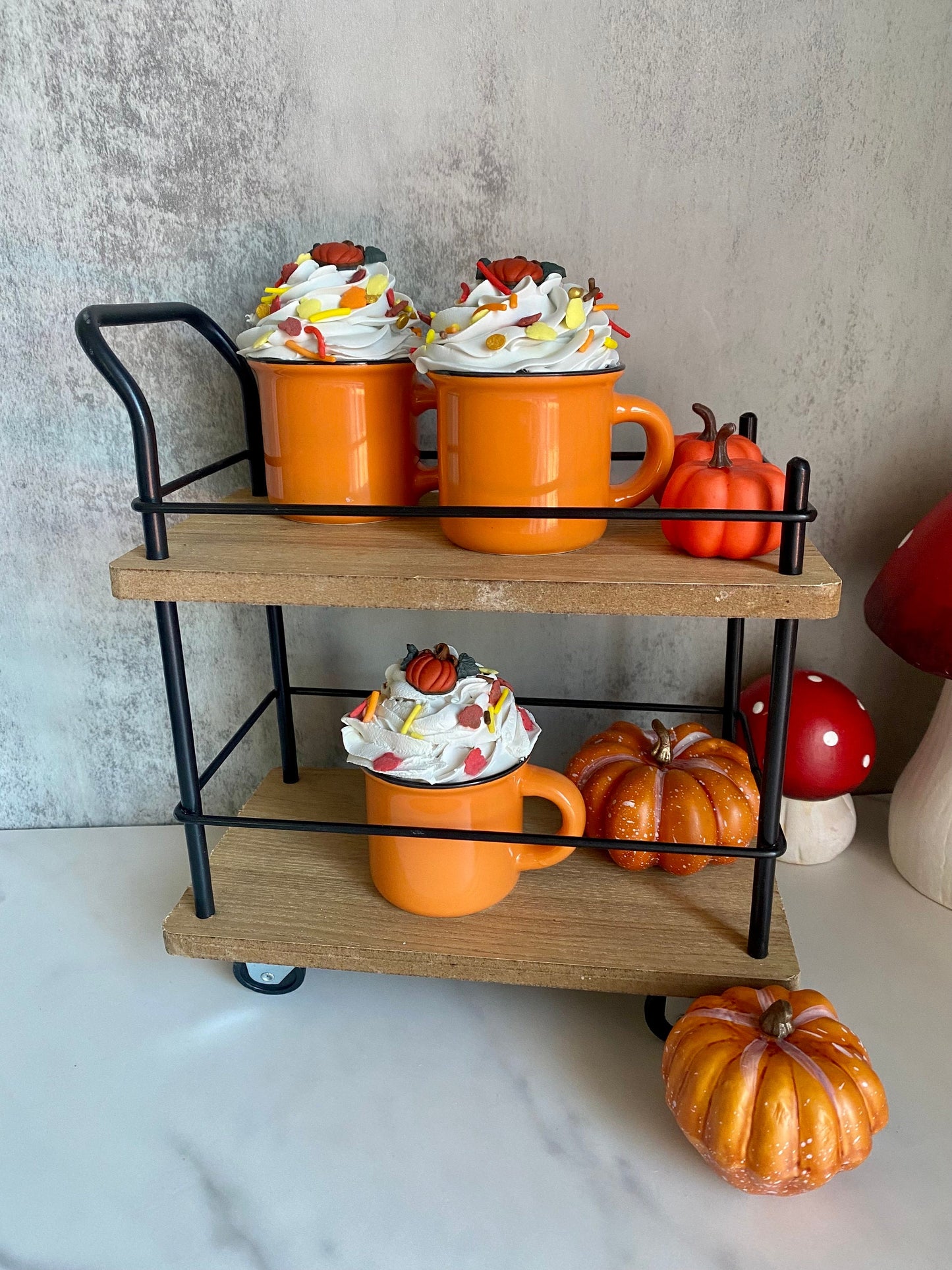 Faux Mini Fall Mugs for Tiered Trays/ Tiered Tray Decor/ Fall Decor/ Farmhouse Decor/ Fake Bake Decor
