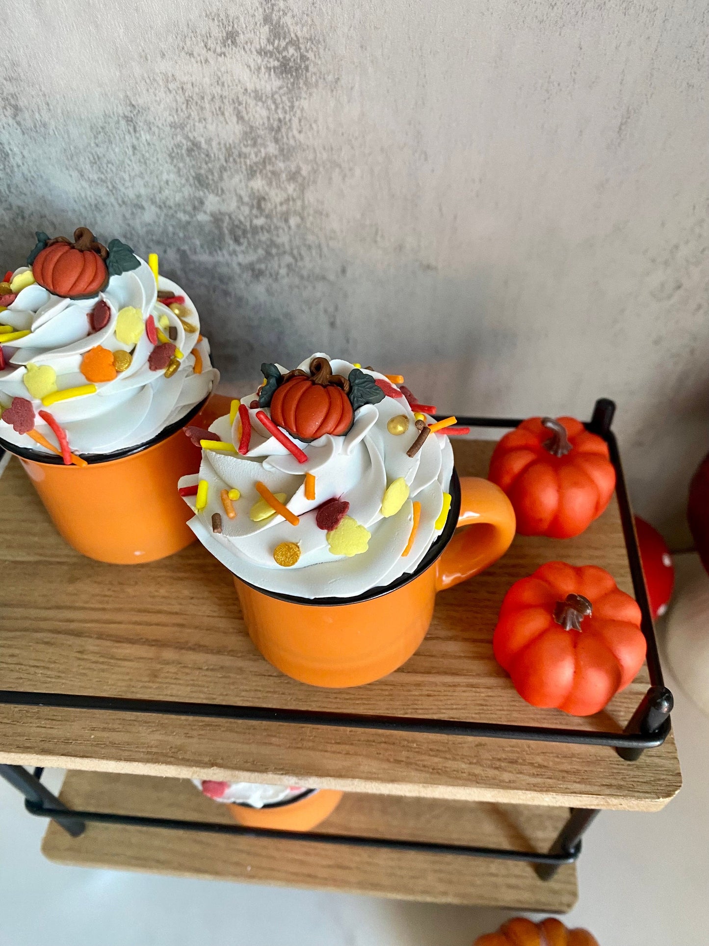 Faux Mini Fall Mugs for Tiered Trays/ Tiered Tray Decor/ Fall Decor/ Farmhouse Decor/ Fake Bake Decor