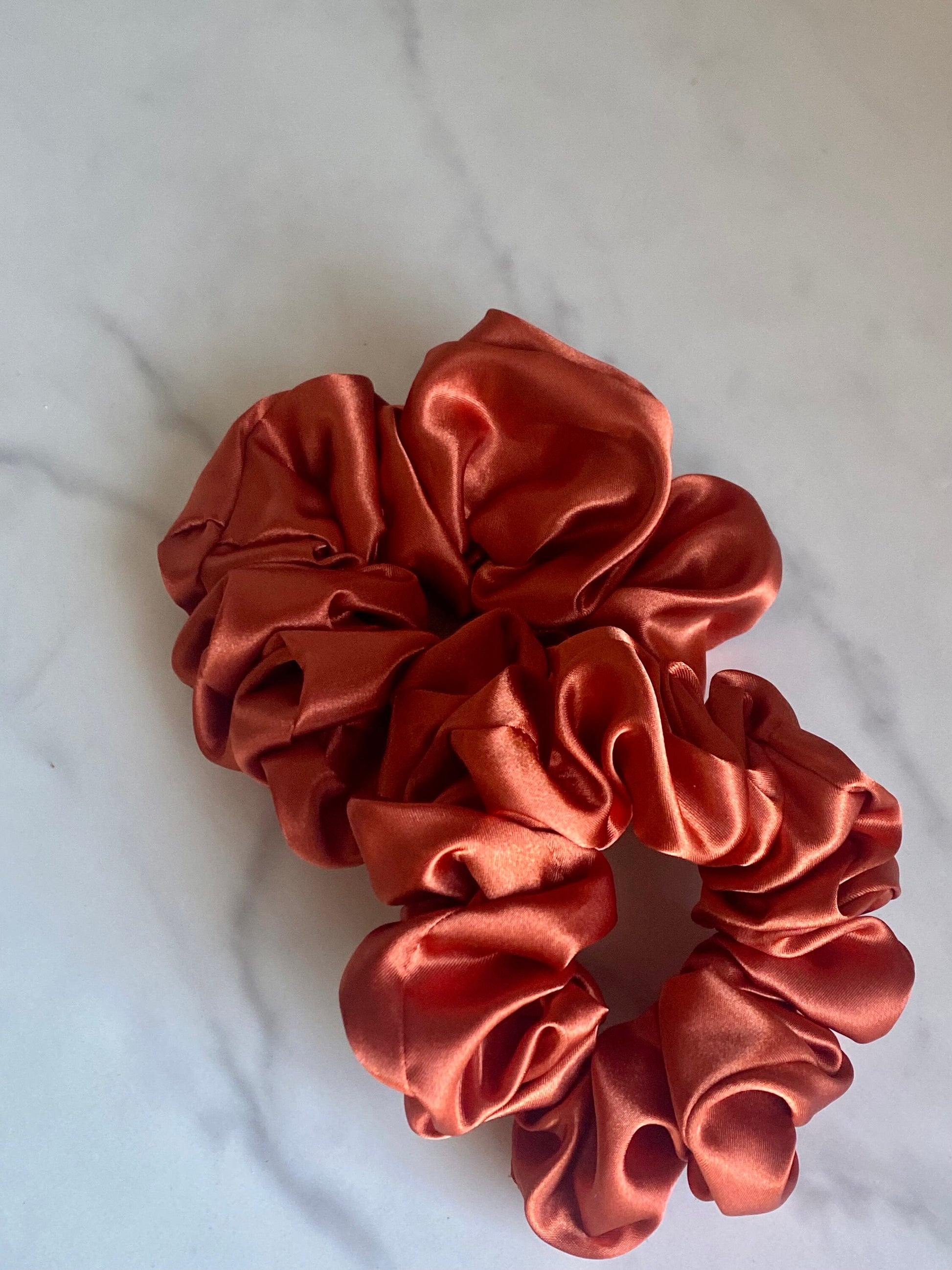 Burnt Orange Pumpkin Satin Scrunchies/ Burnt Orange Elastic Hair Tie/Handmade Scrunchie/XL Scrunchie