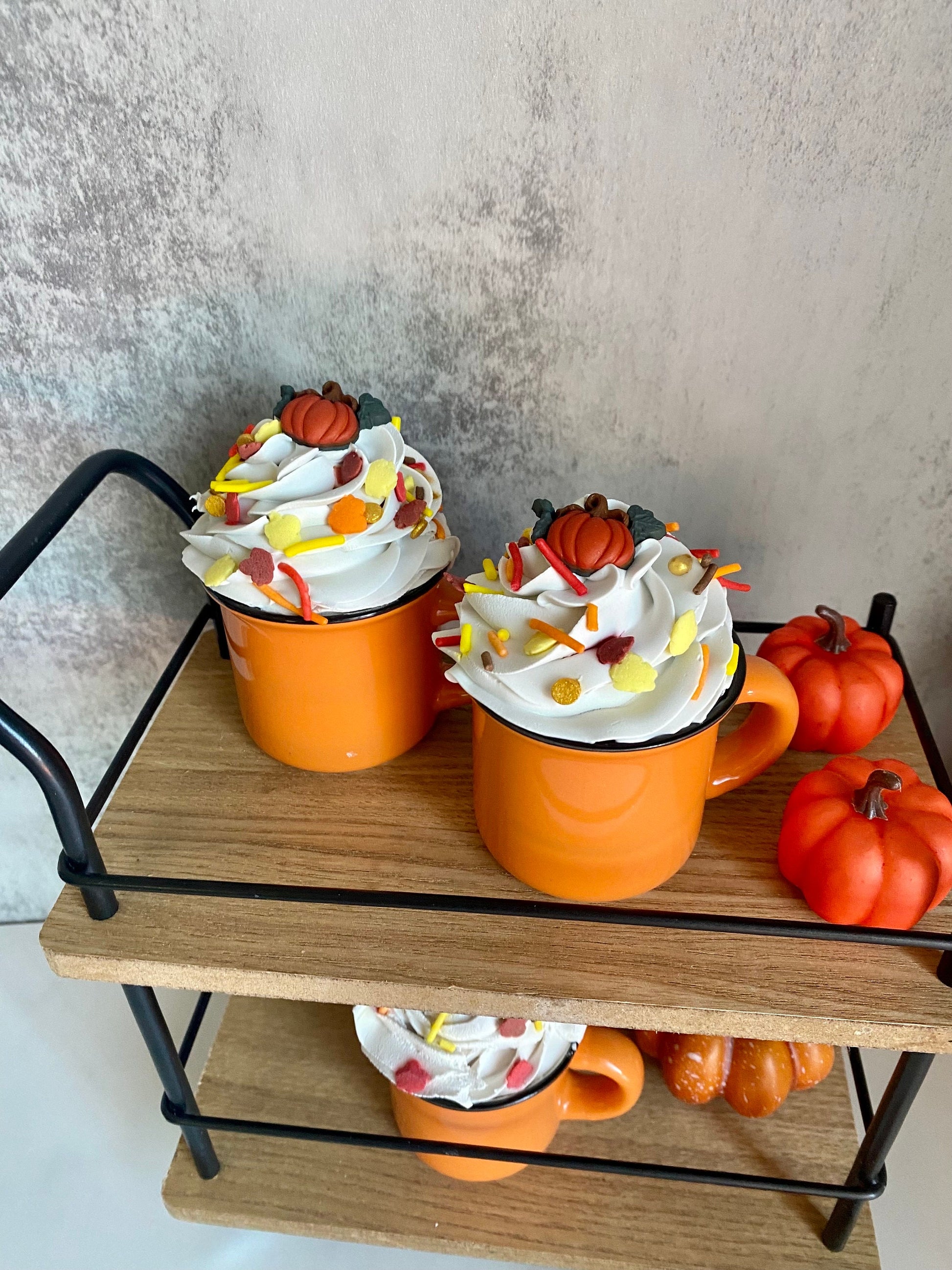 Faux Mini Fall Mugs for Tiered Trays/ Tiered Tray Decor/ Fall Decor/ Farmhouse Decor/ Fake Bake Decor