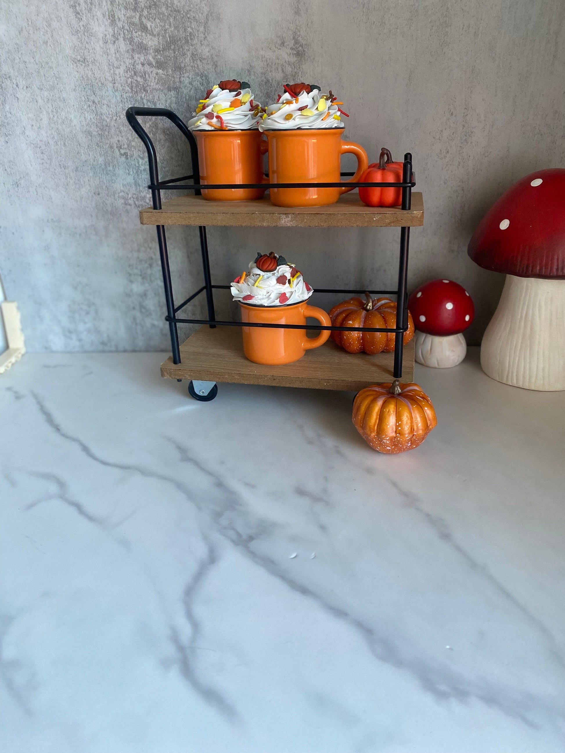 Faux Mini Fall Mugs for Tiered Trays/ Tiered Tray Decor/ Fall Decor/ Farmhouse Decor/ Fake Bake Decor