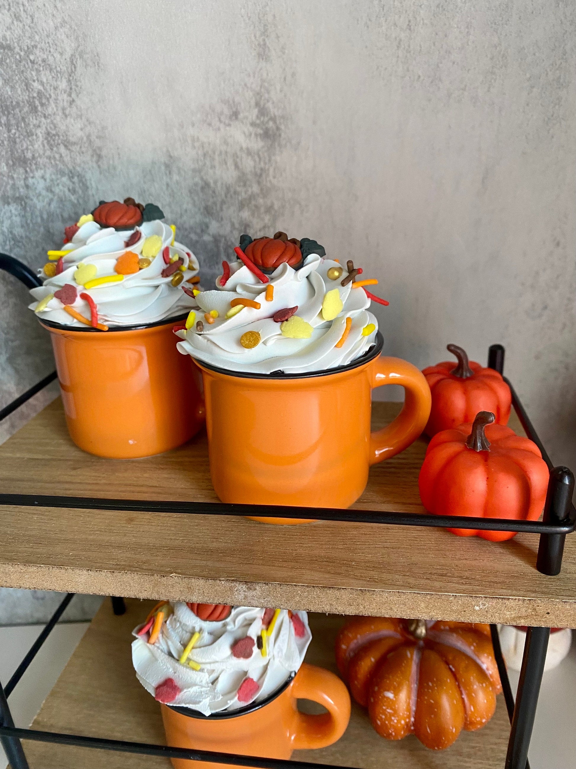 Faux Mini Fall Mugs for Tiered Trays/ Tiered Tray Decor/ Fall Decor/ Farmhouse Decor/ Fake Bake Decor