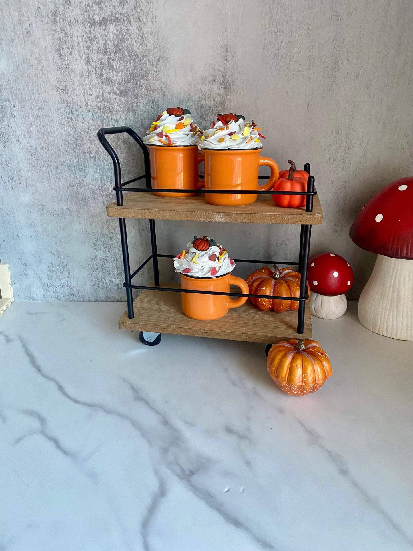 Faux Mini Fall Mugs for Tiered Trays/ Tiered Tray Decor/ Fall Decor/ Farmhouse Decor/ Fake Bake Decor