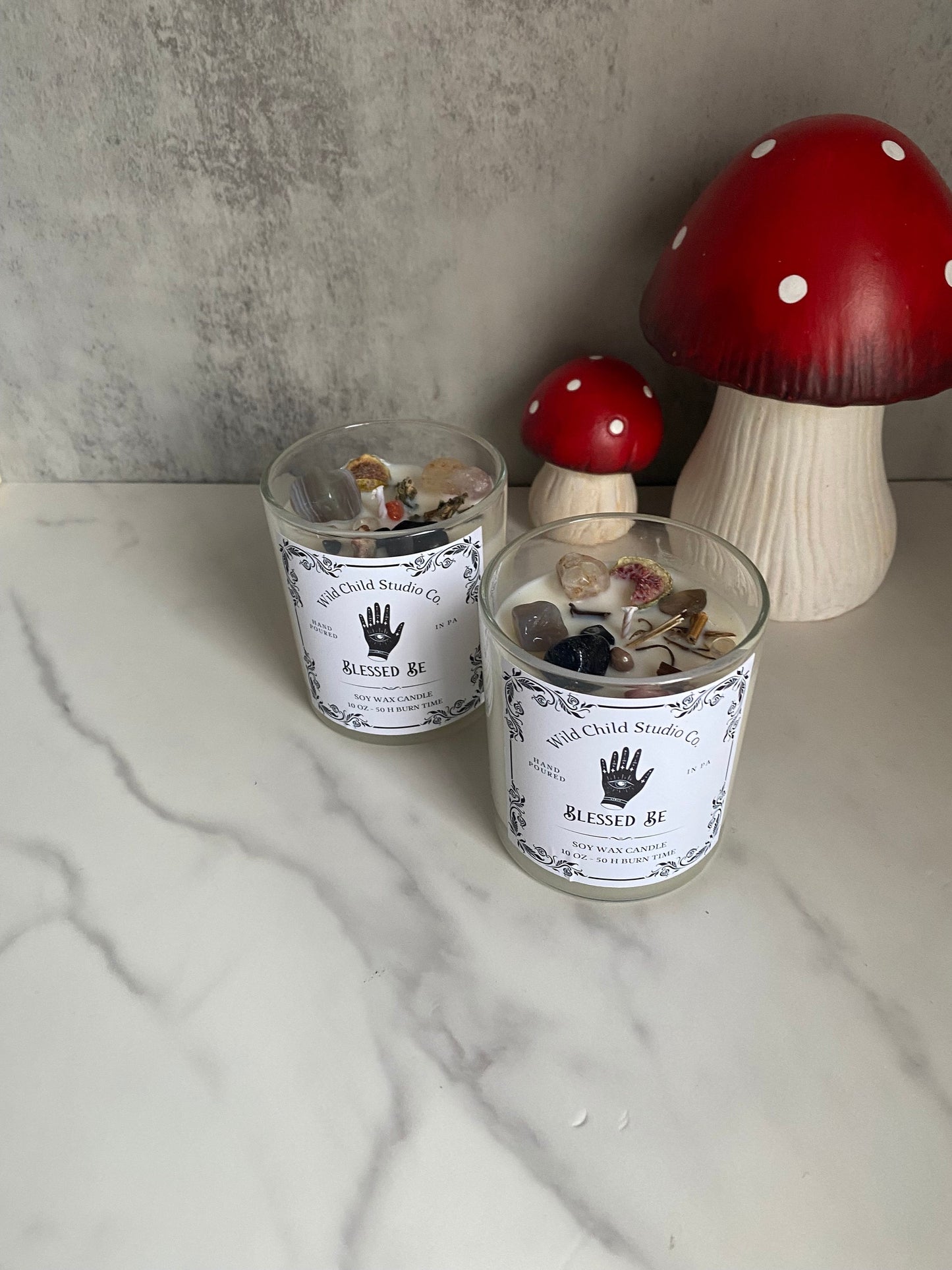 Blessed Be Crystal Herb Hand Poured Soy Candle 11 oz