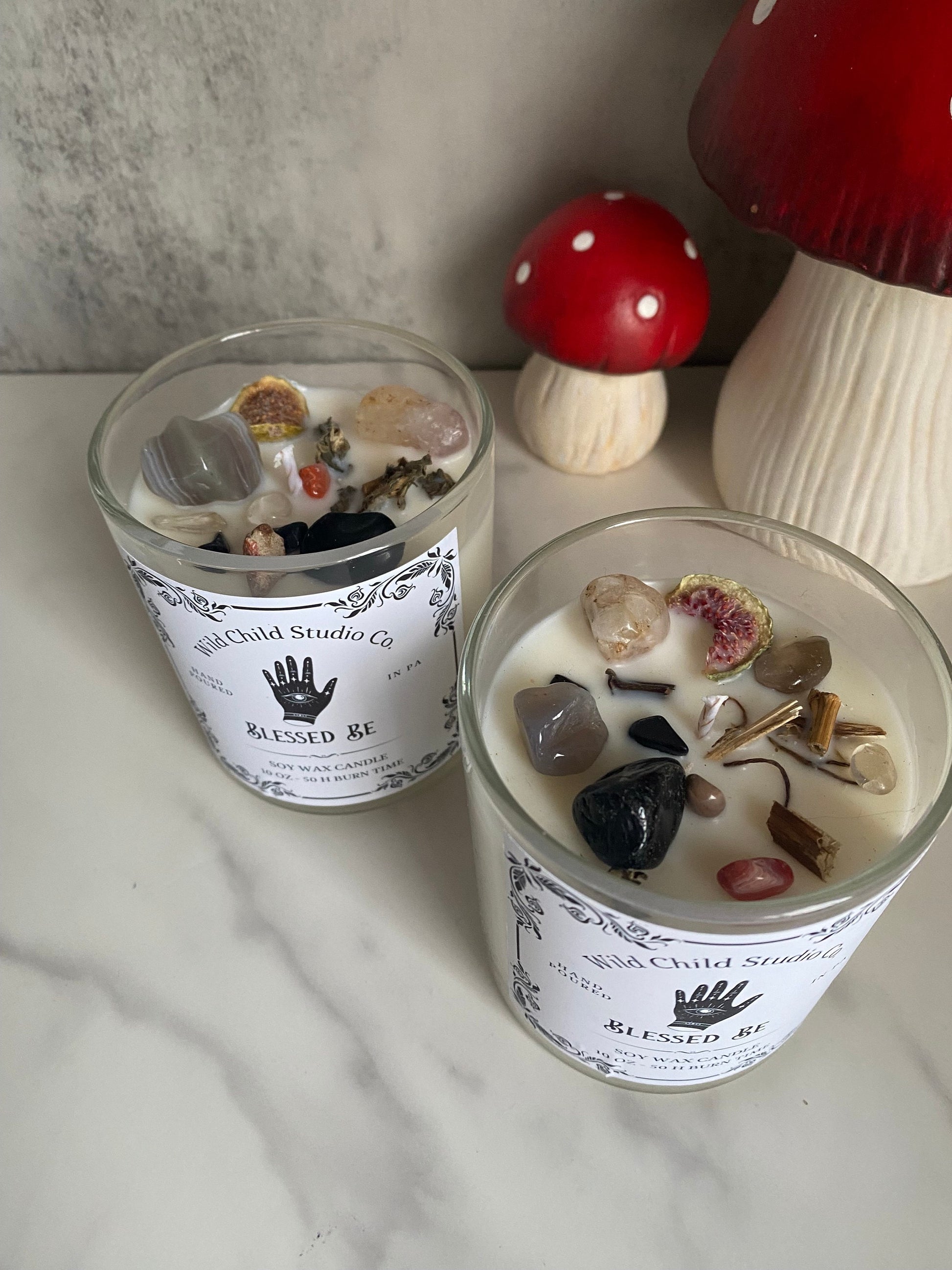 Blessed Be Crystal Herb Hand Poured Soy Candle 11 oz