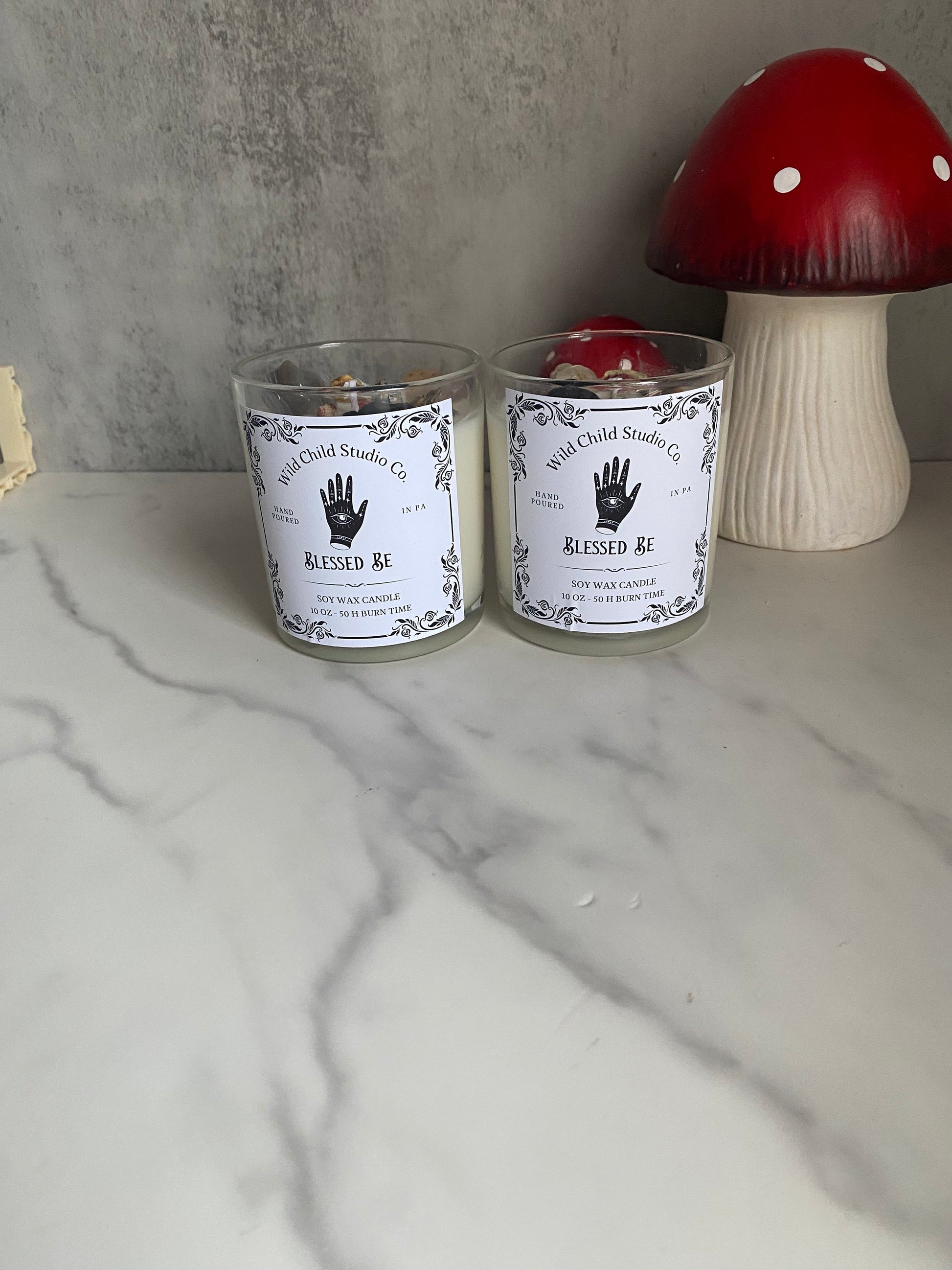 Blessed Be Crystal Herb Hand Poured Soy Candle 11 oz