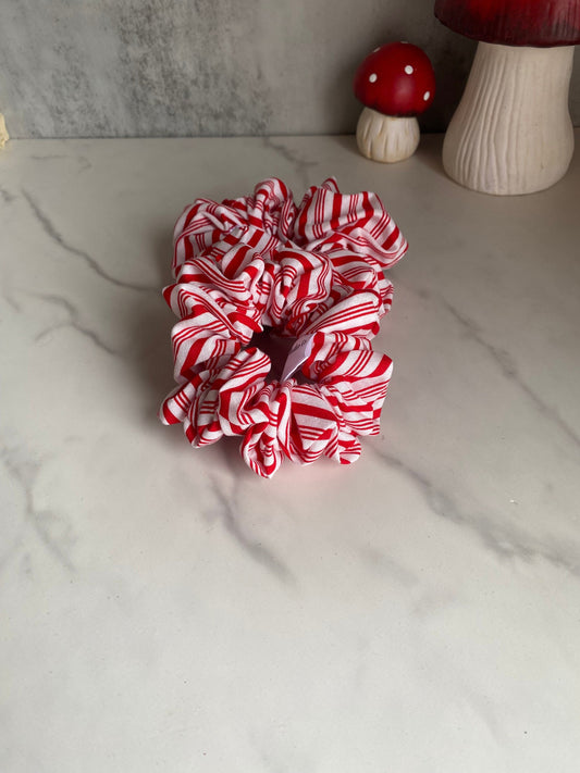 Candy Cane Holiday Satin Scrunchies/ Candy Cane Elastic Hair Tie/Handmade Scrunchie/XL Scrunchie