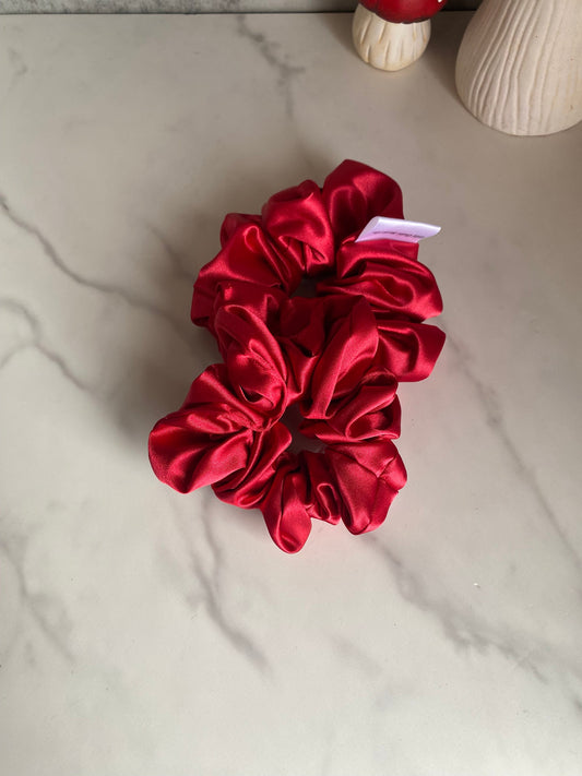 Red Satin Scrunchies/ Red Elastic Hair Tie/Handmade Scrunchie/XL Scrunchie