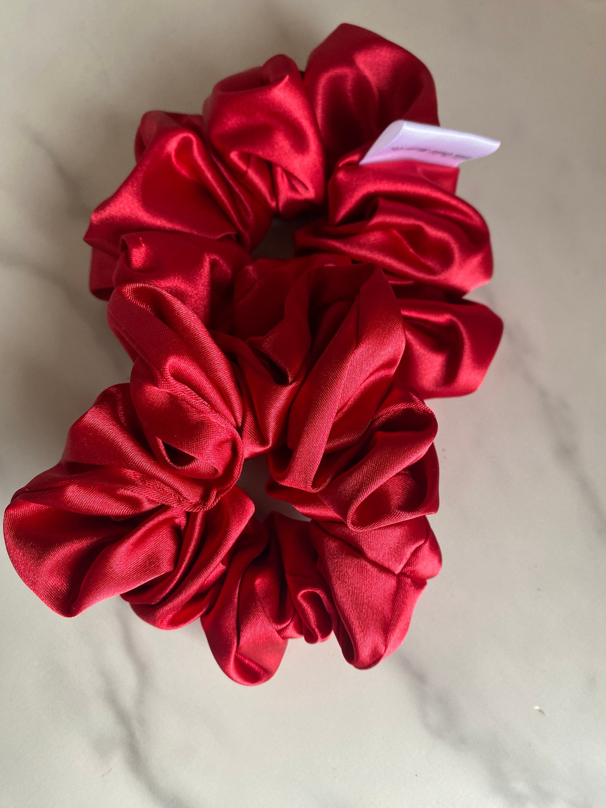 Red Satin Scrunchies/ Red Elastic Hair Tie/Handmade Scrunchie/XL Scrunchie
