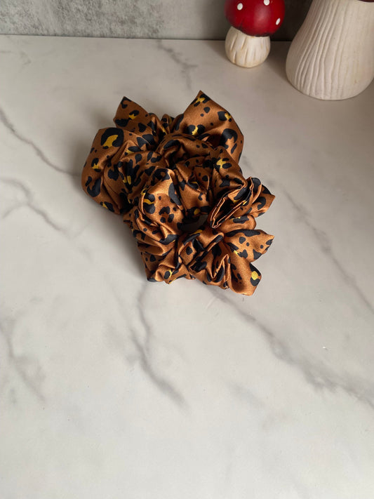 Animal Print Satin Scrunchies/ Animal Elastic Hair Tie/Handmade Scrunchie/XL Scrunchie