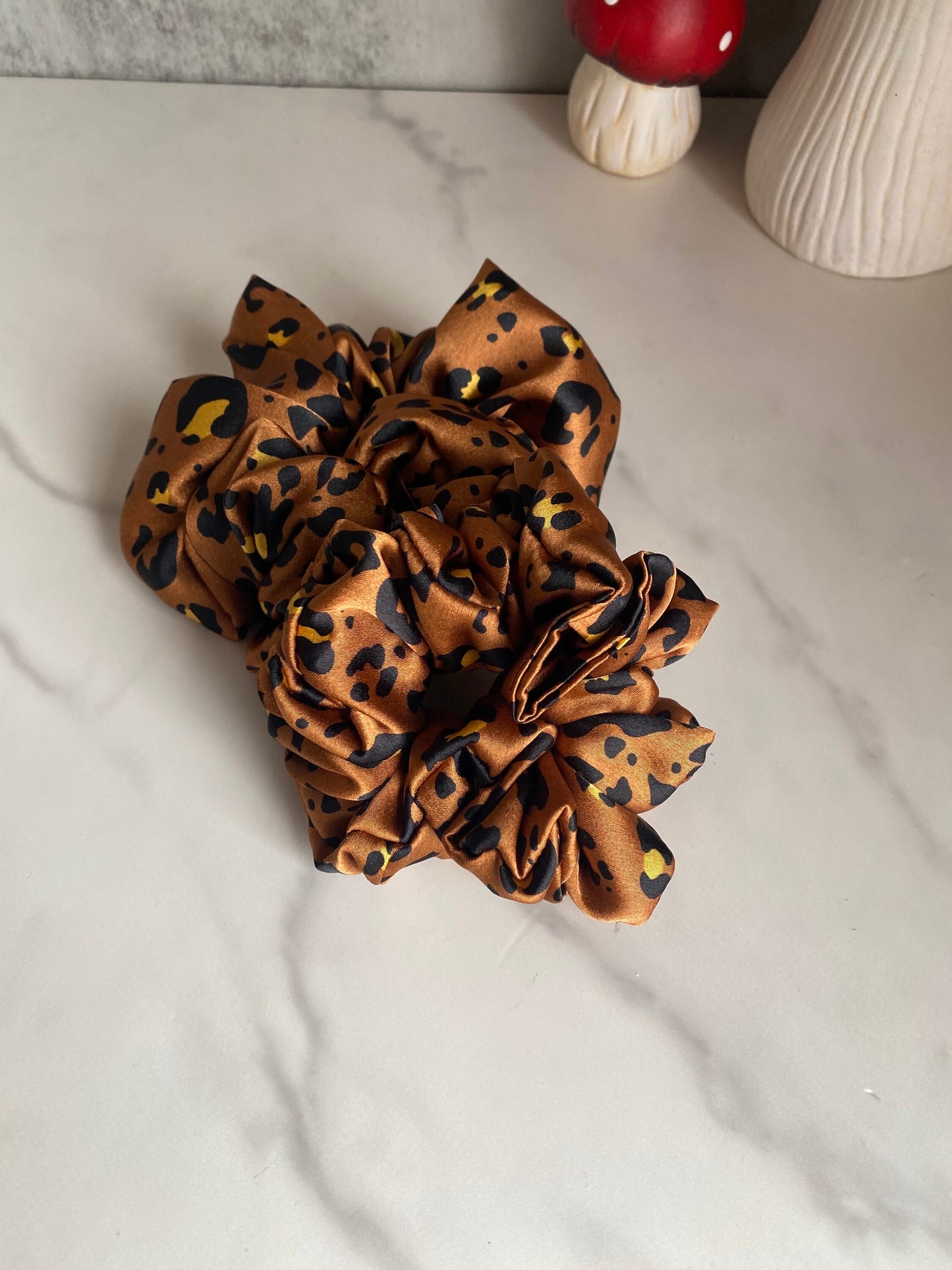 Animal Print Satin Scrunchies/ Animal Elastic Hair Tie/Handmade Scrunchie/XL Scrunchie