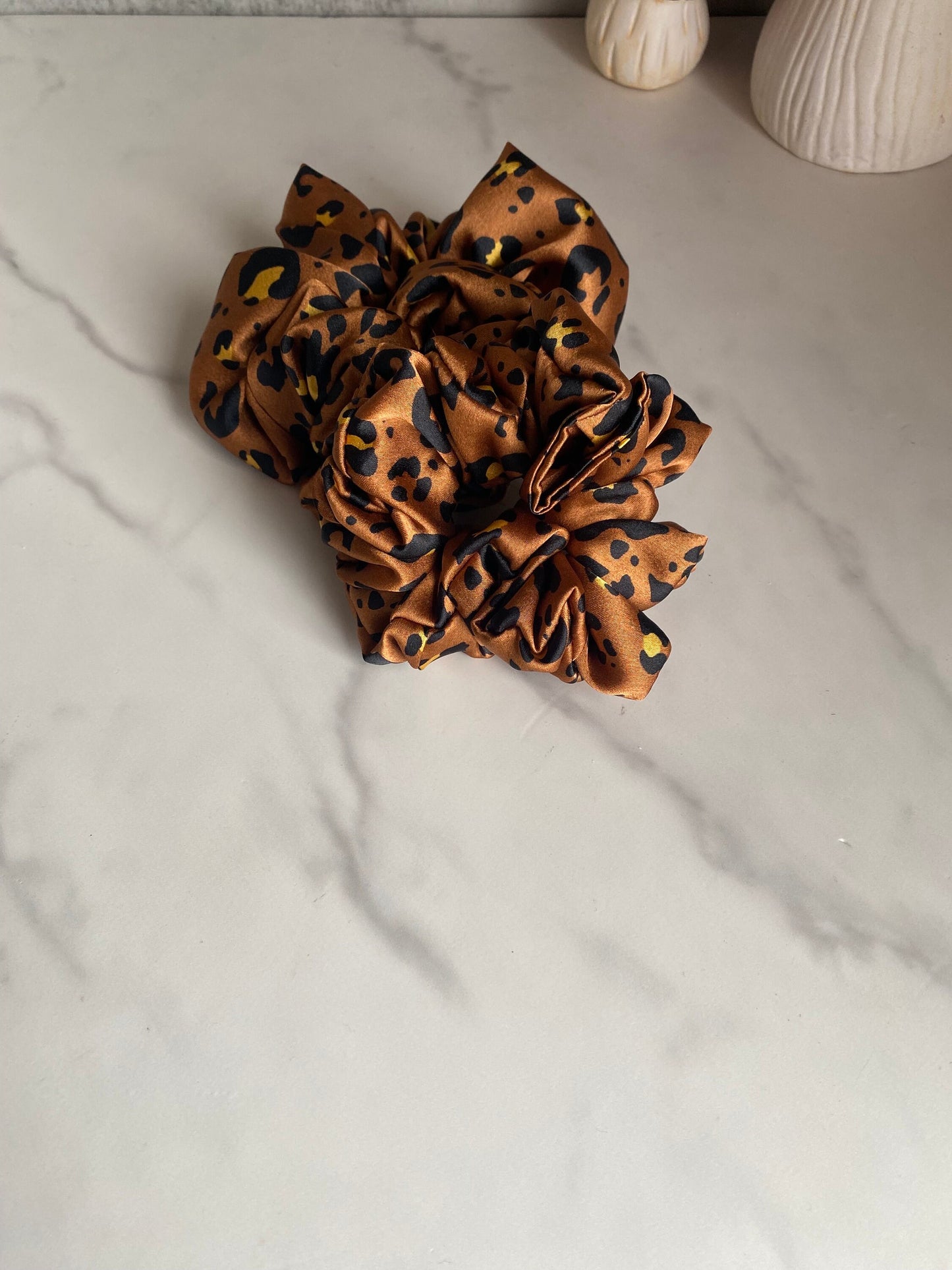 Animal Print Satin Scrunchies/ Animal Elastic Hair Tie/Handmade Scrunchie/XL Scrunchie