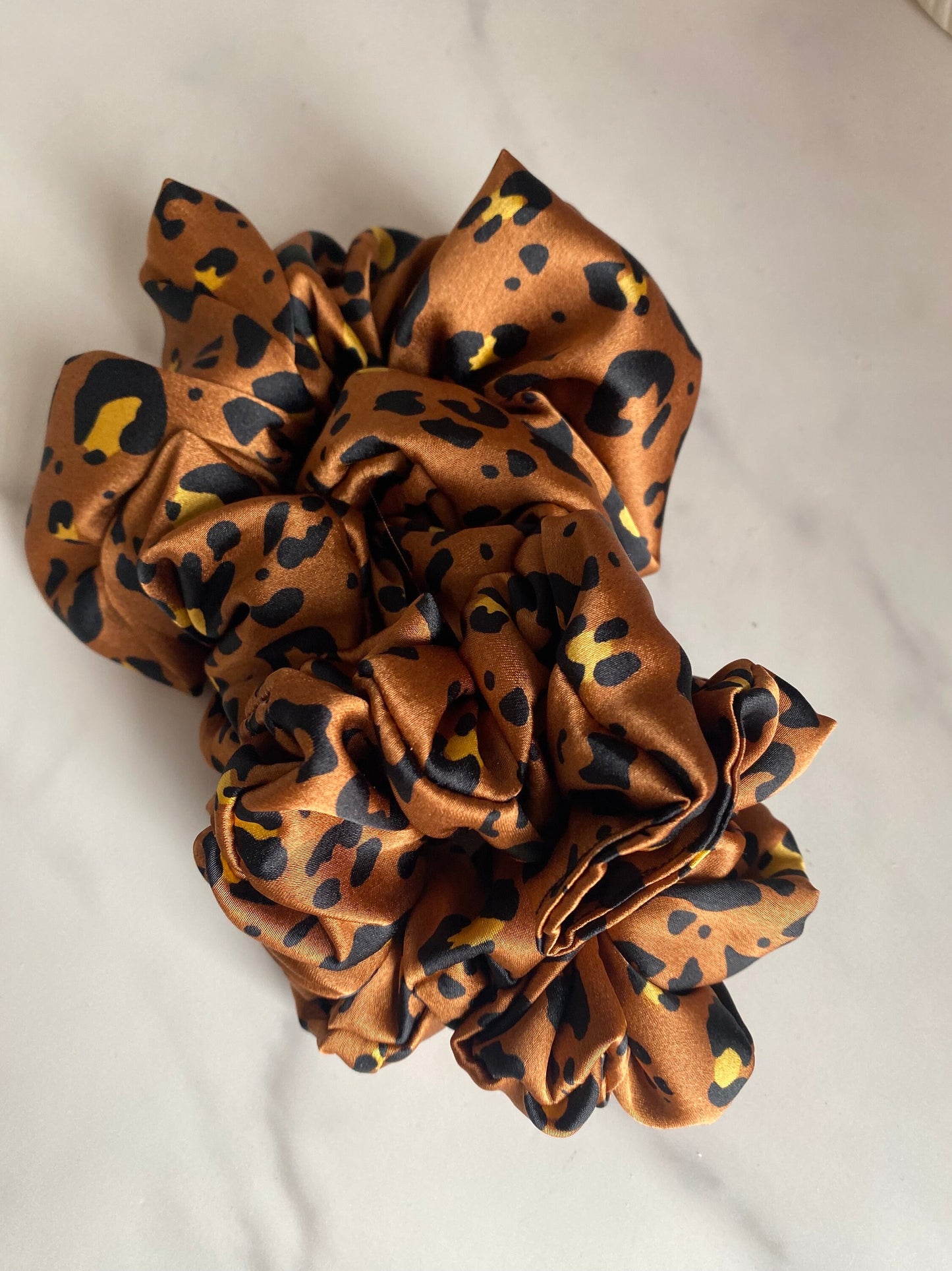 Animal Print Satin Scrunchies/ Animal Elastic Hair Tie/Handmade Scrunchie/XL Scrunchie
