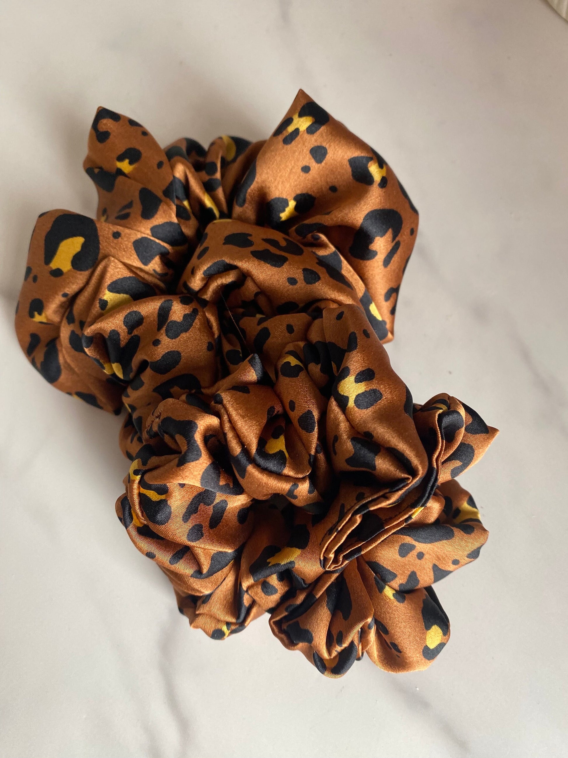 Animal Print Satin Scrunchies/ Animal Elastic Hair Tie/Handmade Scrunchie/XL Scrunchie