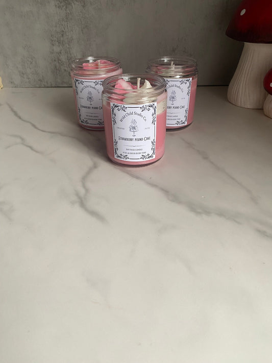 Strawberry Pound Cake Hand Poured Soy Candle 8 oz