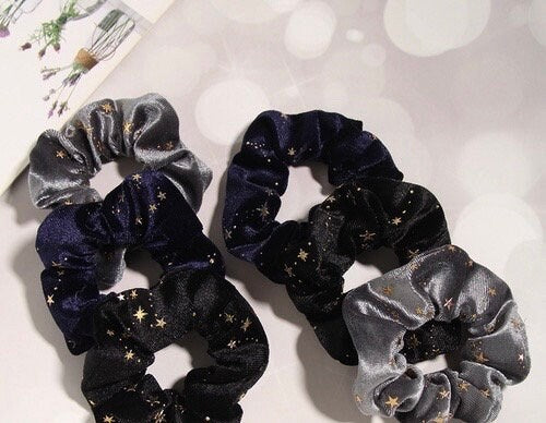 Star Velvet Mini Scrunchies/Velvet Elastic Hair Tie/Handmade Scrunchie